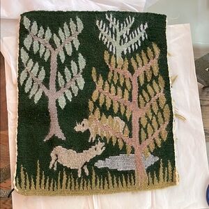 Handcrafted wool African Tapestry trees & Animals artisan Swaziland handmade NWT